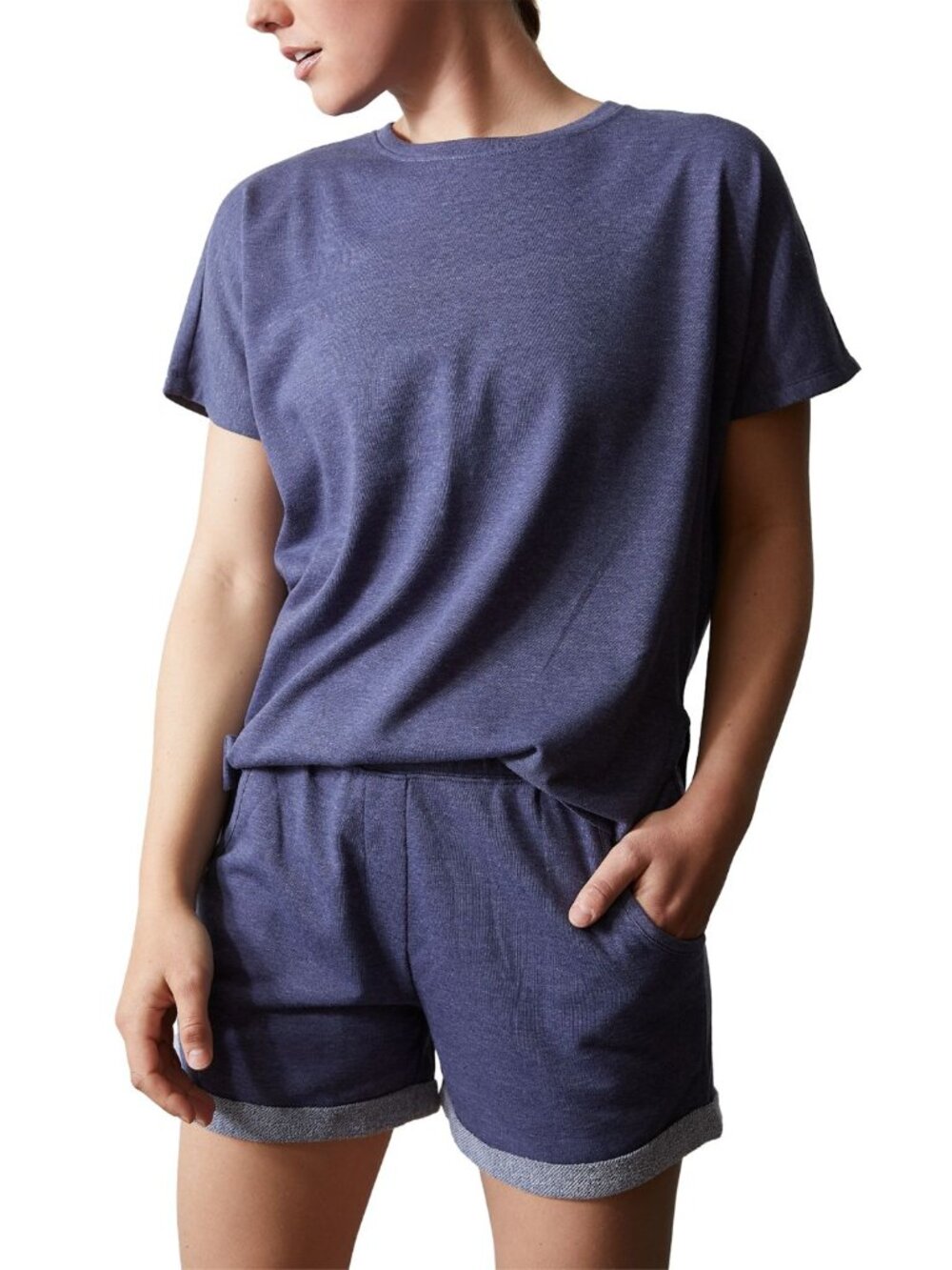 Josie Natori Womens Activewear Chi French Terry Split-Back Top